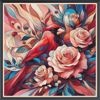 Red Feather Friend cross-stitch pattern preview