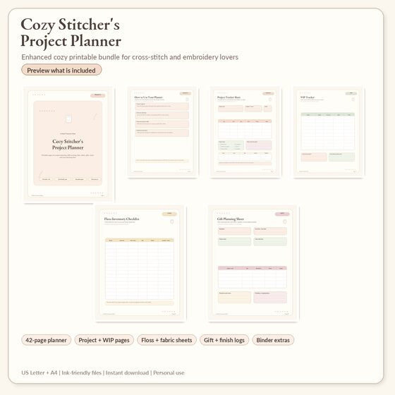 Cozy Stitcher's Project Planner Bundle preview