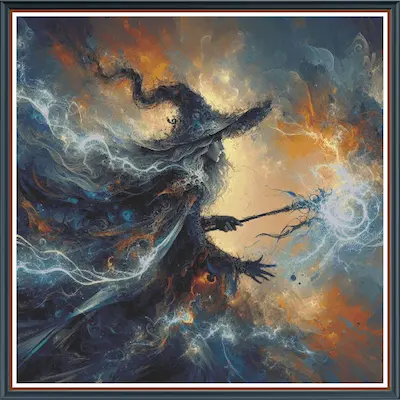 Digital cross‑stitch pattern - Lightning Witch