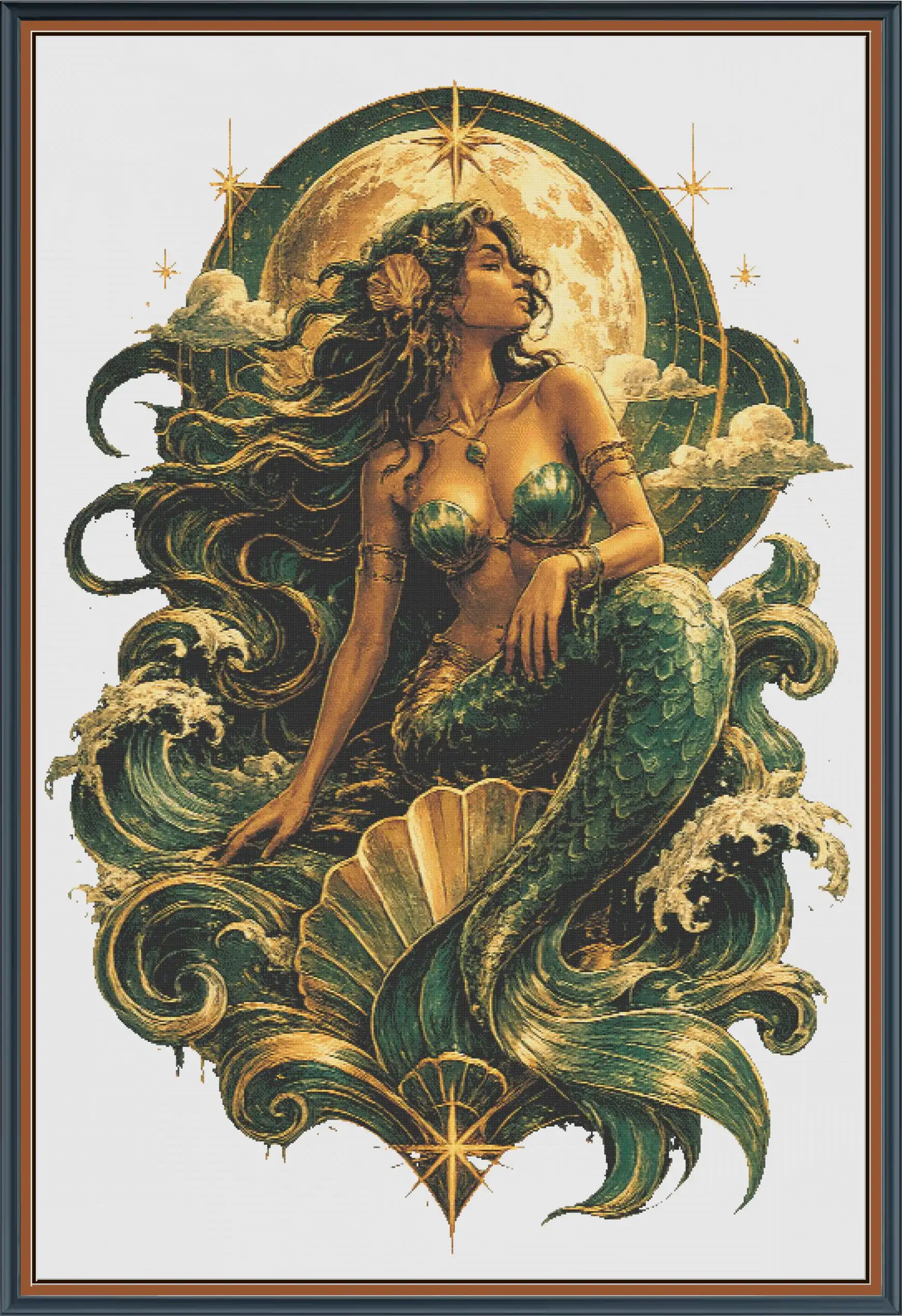 Gilded Siren digital cross stitch pattern preview