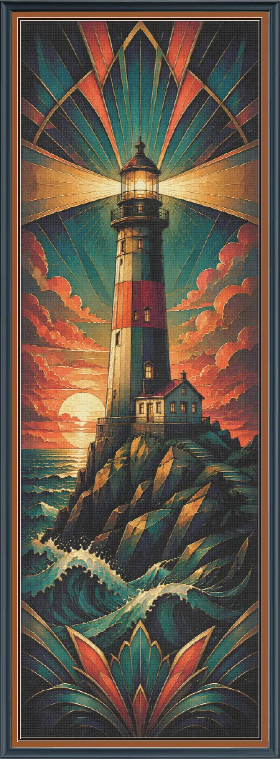 Lighthouse Beacon digital cross stitch pattern preview
