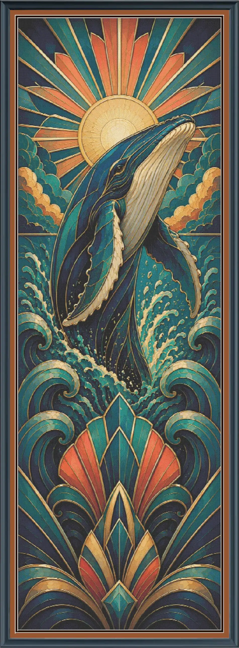 Majestic Whale digital cross stitch pattern preview