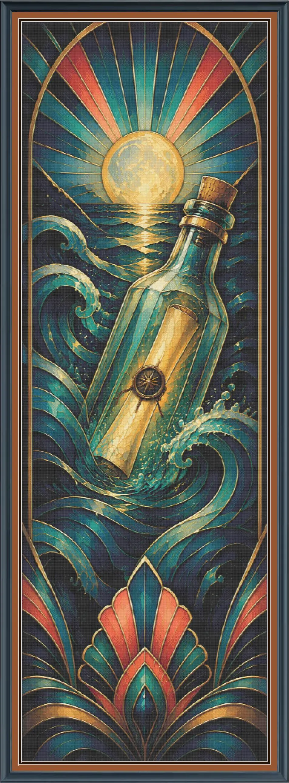 Message In A Bottle digital cross stitch pattern preview