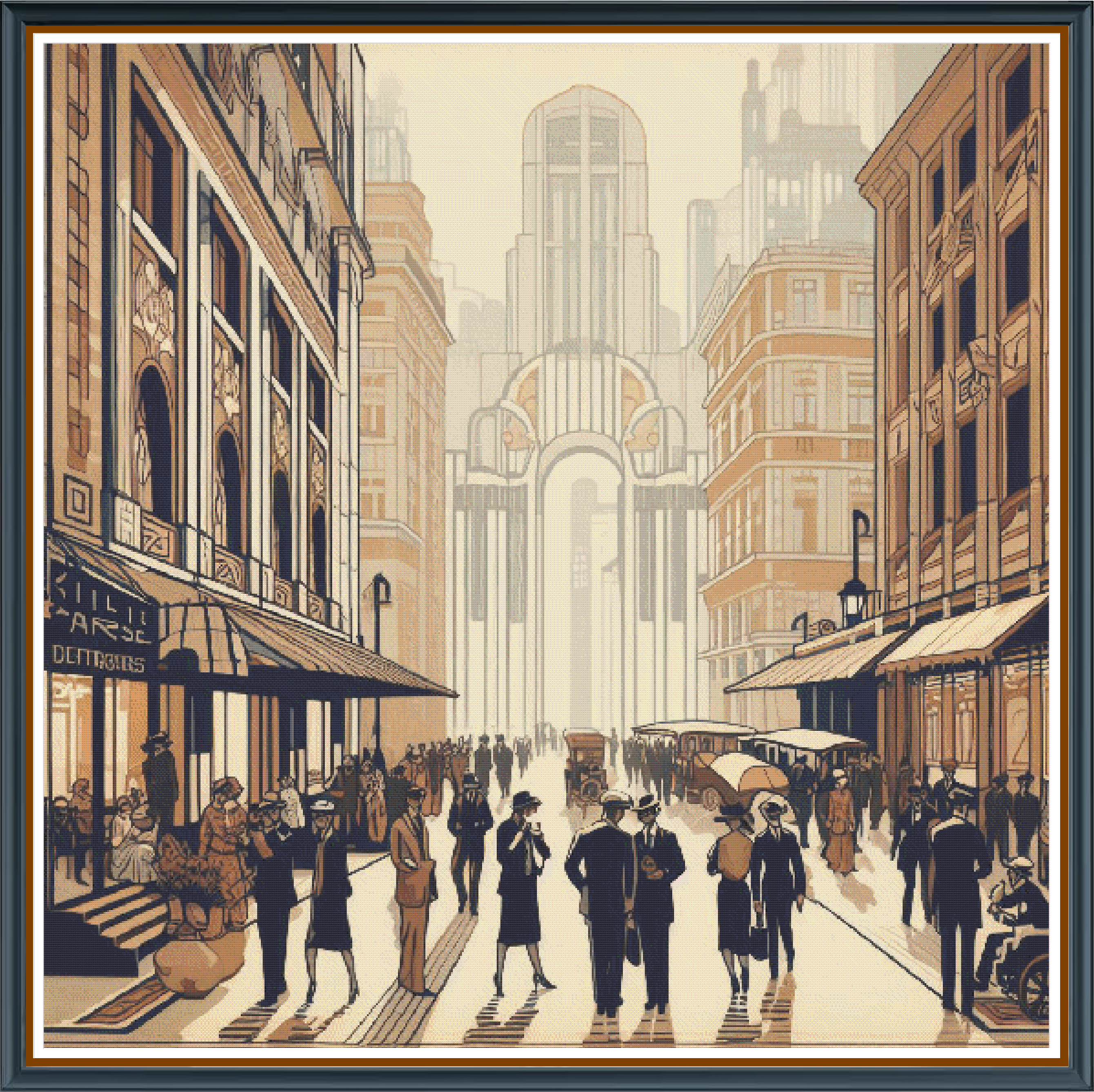 Cities Past digital cross stitch pattern. Travel back in time with "Cities Past," a digital cross-stitch pattern that evokes nostalgia with its charming portrayal of historic urban landscapes. Perfect for vintage decor and creative DIY projects.