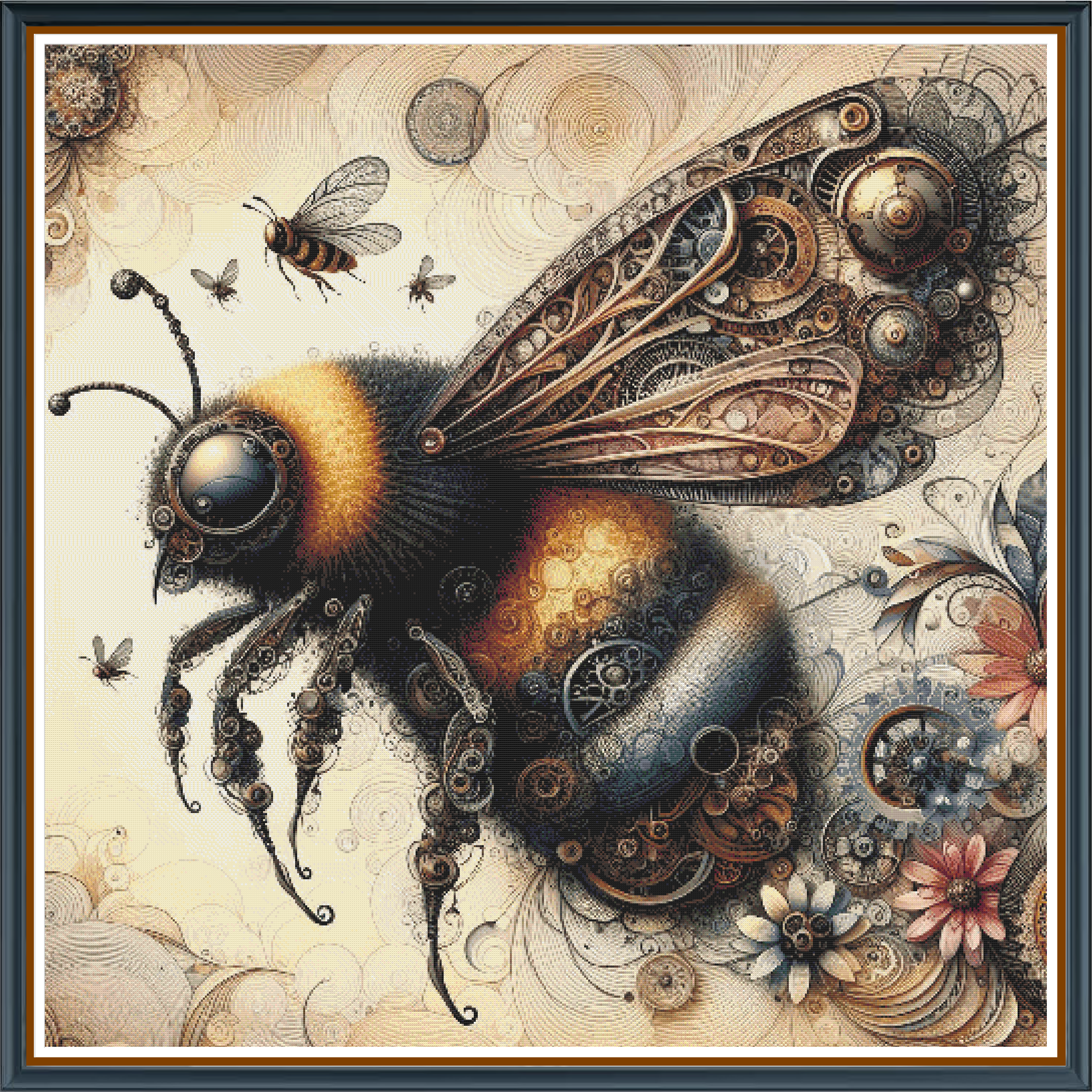 Fancy Bee digital cross stitch pattern. Buzz into creativity with "Fancy Bee," a digital cross-stitch pattern that highlights the elegant charm of a stylish bee. Ideal for DIY art projects, unique decor, and nature-inspired crafts.