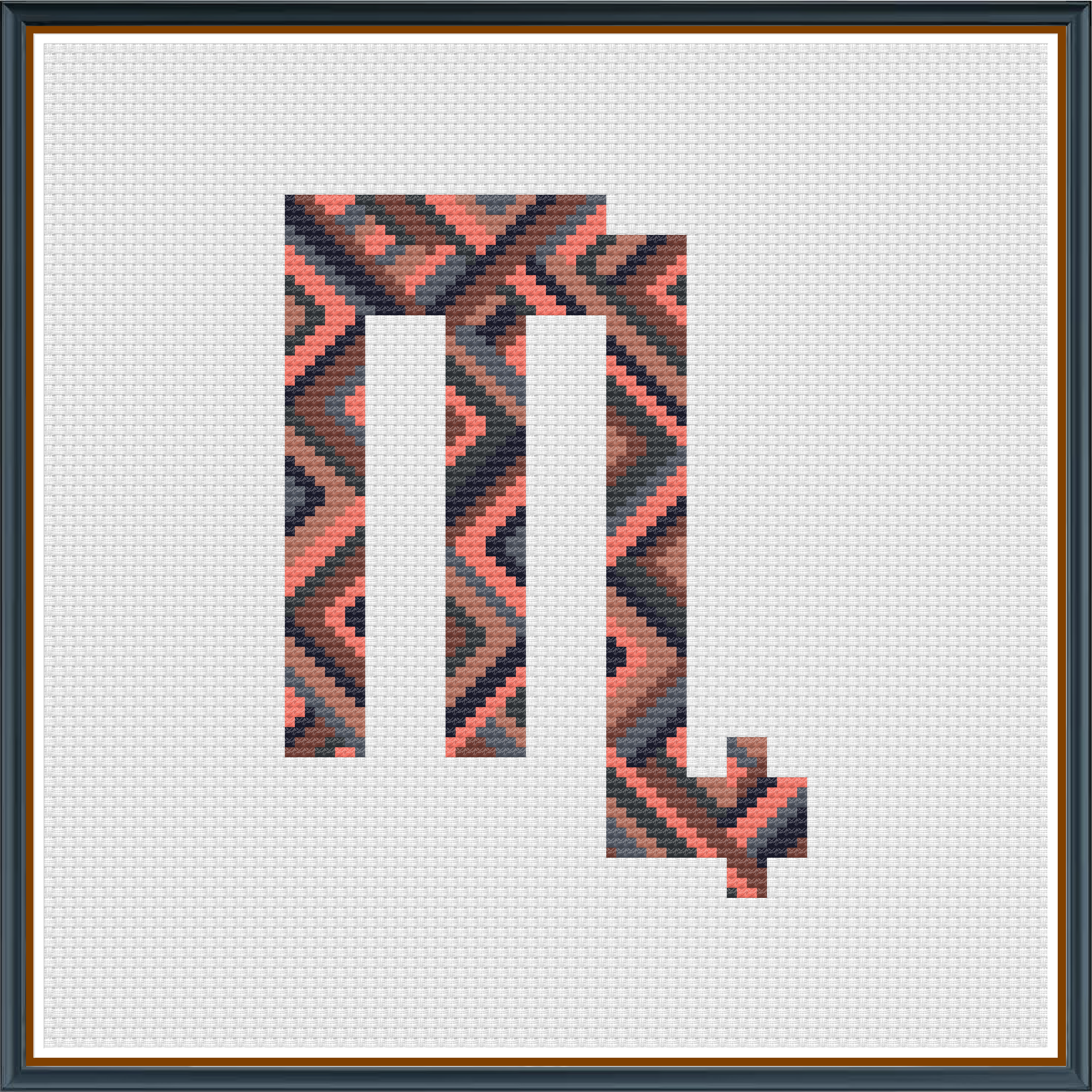 Scorpio digital cross stitch pattern. Unleash mystery with "Scorpio," a bold digital cross-stitch pattern symbolizing Scorpio’s intense energy. Ideal for zodiac art, DIY crafts, and dramatic home decor.