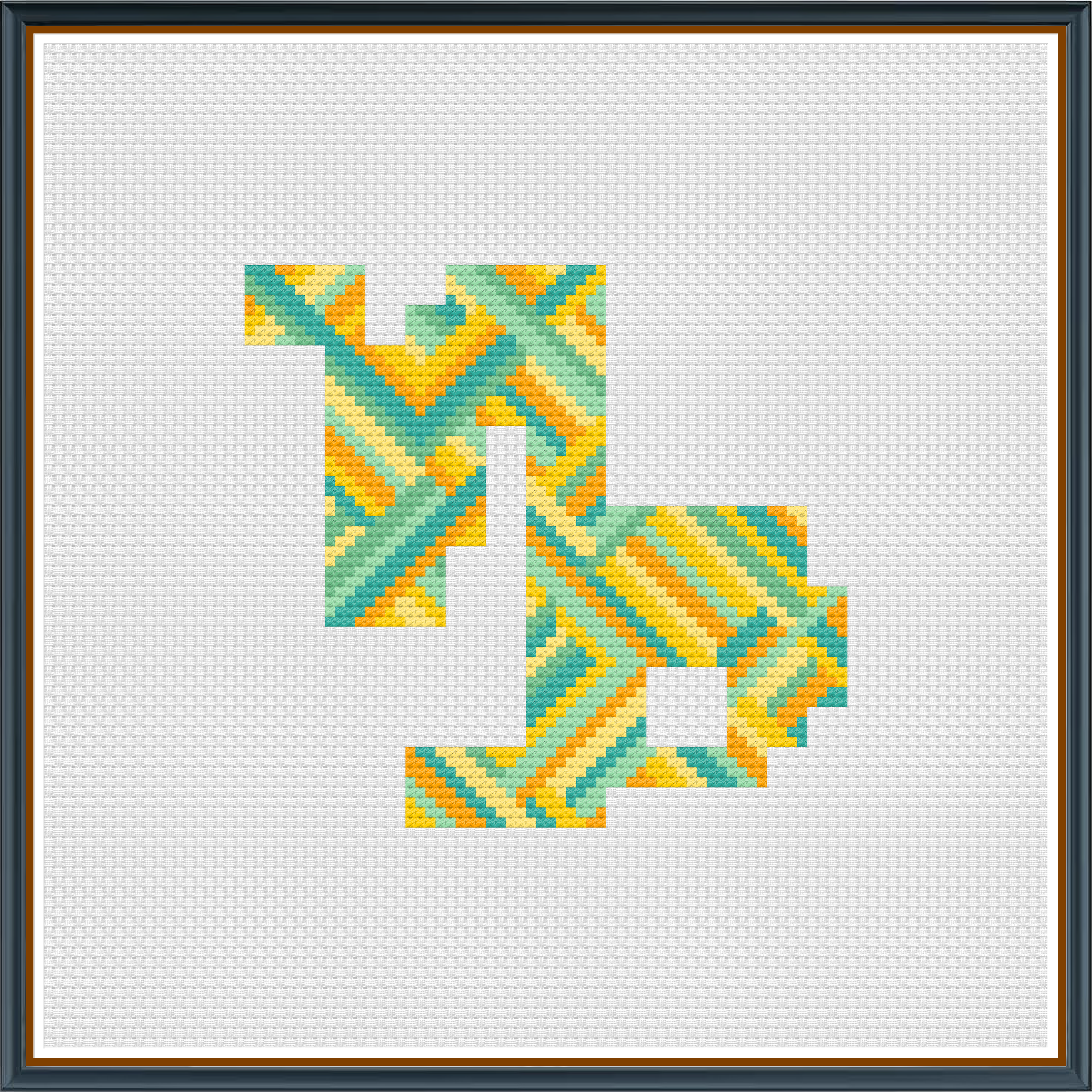 Capricorn digital cross stitch pattern. Embody strength with "Capricorn," a refined digital cross-stitch pattern featuring clean, earthy lines that represent Capricorn’s enduring spirit. Ideal for zodiac art and modern decor.